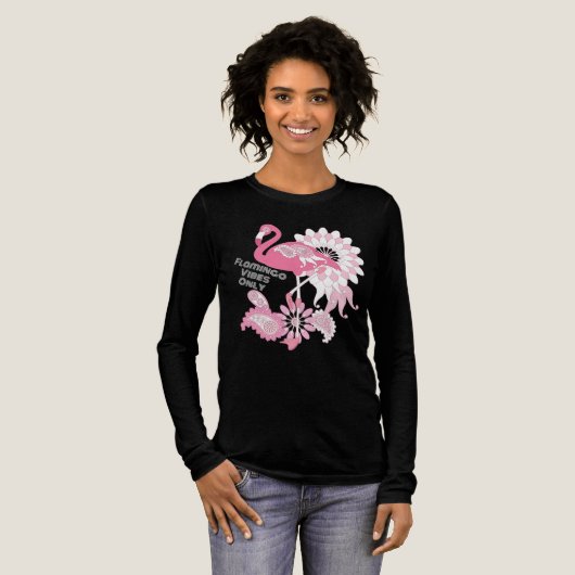 Flamingo Vibes Only - Paisley Pink Flamingo Tri-Blend Shirt (Voorkant)