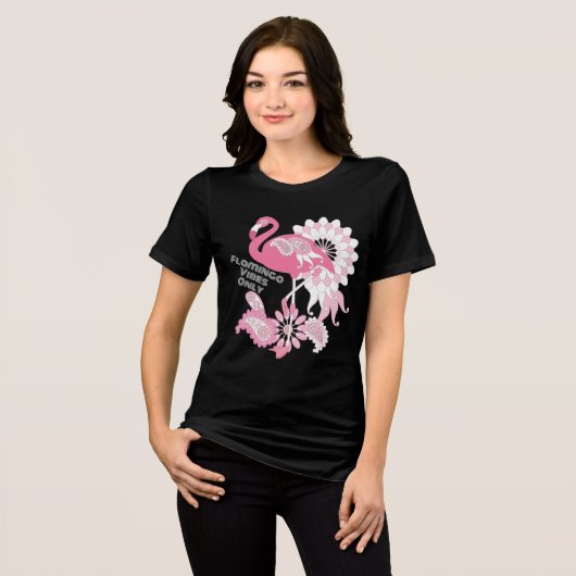 Flamingo Vibes Only - Paisley Pink Flamingo Tri-Blend Shirt (Voorkant volledig)