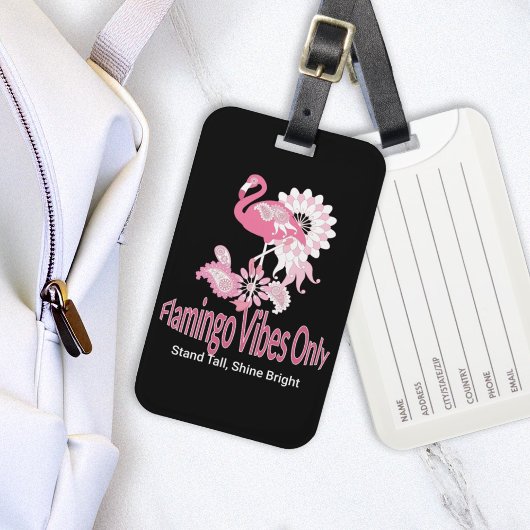 Flamingo Vibes Only Whimsical Pink Flamingo Bagagelabel