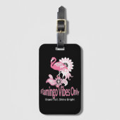 Flamingo Vibes Only Whimsical Pink Flamingo Bagagelabel (Voorkant (verticaal))