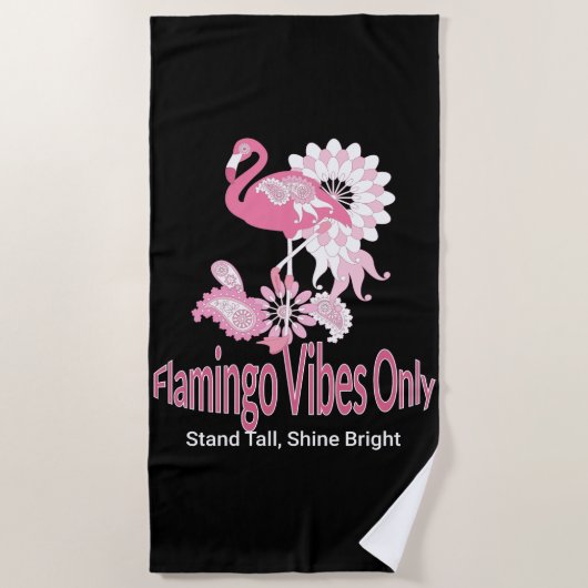 Flamingo Vibes Only Whimsical Pink Flamingo Strandlaken (Voorkant)