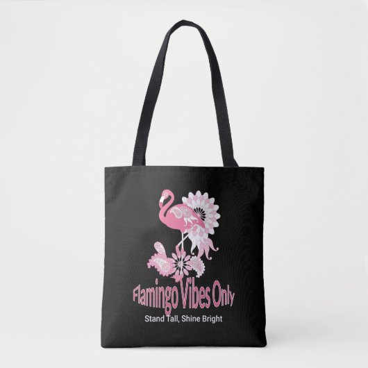 Flamingo Vibes Only Whimsical Pink Flamingo Tote Bag (Voorkant)