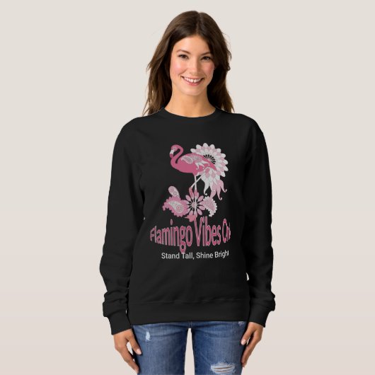 Flamingo Vibes Only Whimsical Pink Flamingo Trui (Voorkant volledig)