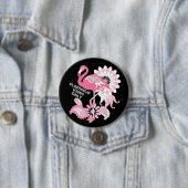Flamingo Vibes Only Zwart Roze Flamingo Ronde Button 7,6 Cm (In situ)
