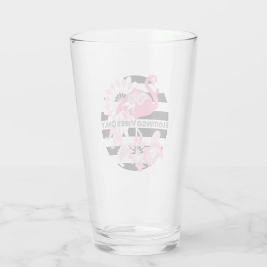 Flamingo Vibes Only Zwart & Wit Stripes Flamingo Glas (Achterkant)