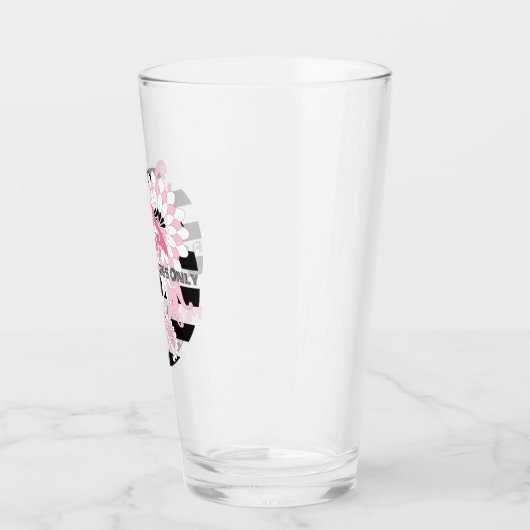 Flamingo Vibes Only Zwart & Wit Stripes Flamingo Glas (Links)