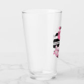 Flamingo Vibes Only Zwart & Wit Stripes Flamingo Glas (Rechts)
