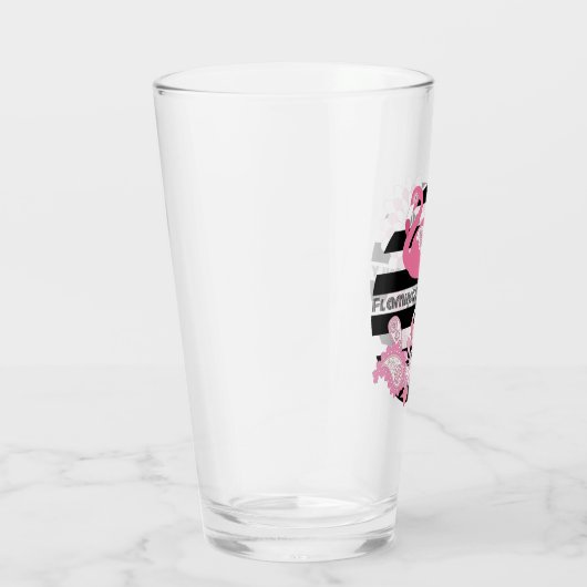 Flamingo Vibes Only Zwart & Wit Stripes Flamingo Glas (Rechts)