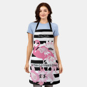 Flamingo Vibes Only Zwart & Wit Stripes Flamingo Schort (Gedragen)