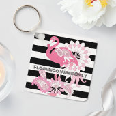 Flamingo Vibes Only Zwart & Wit Stripes Flamingo Sleutelhanger
