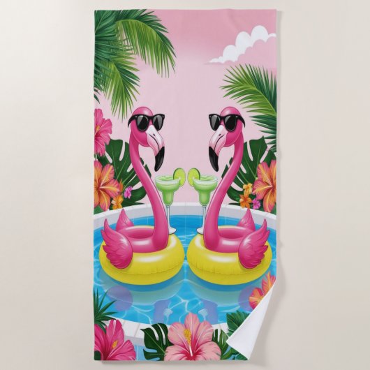 Flamingo Vibes Strandlaken (Voorkant)