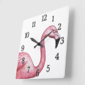Flamingo Vierkante Klok (Hoek)