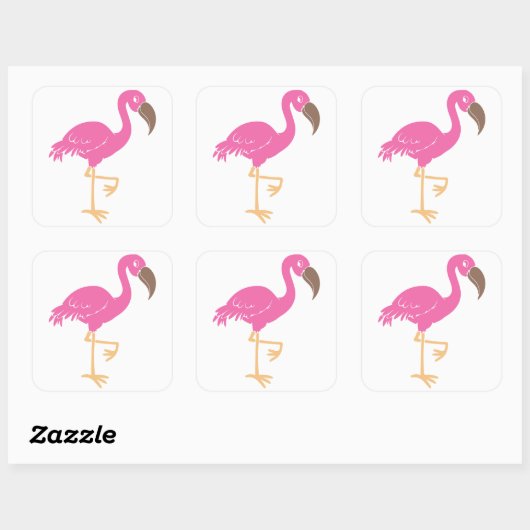 Flamingo Vierkante Sticker (Vel)