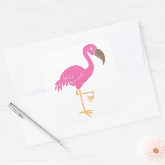 Flamingo Vierkante Sticker (Envelop)