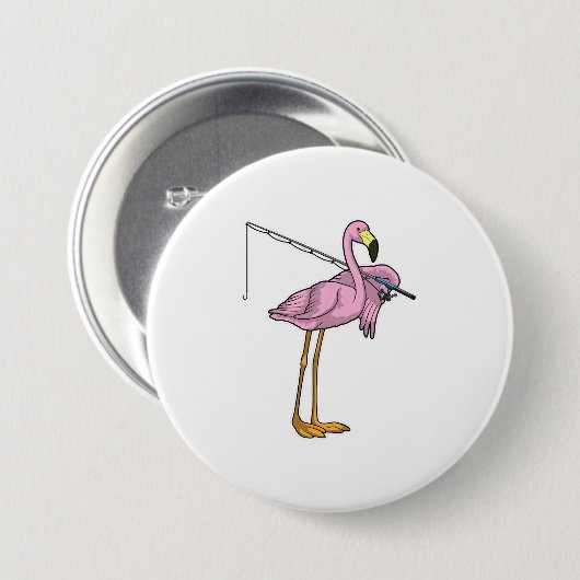 Flamingo Vist Fisher Gevist staaf Ronde Button 7,6 Cm (Voorkant /achterkant)