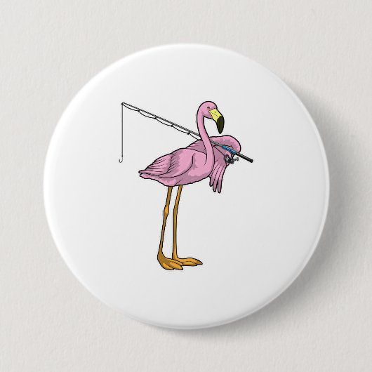 Flamingo Vist Fisher Gevist staaf Ronde Button 7,6 Cm (Voorkant)