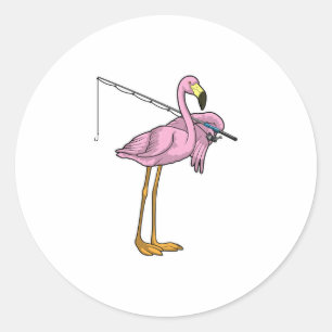 Flamingo Vist Fisher Gevist staaf Ronde Sticker