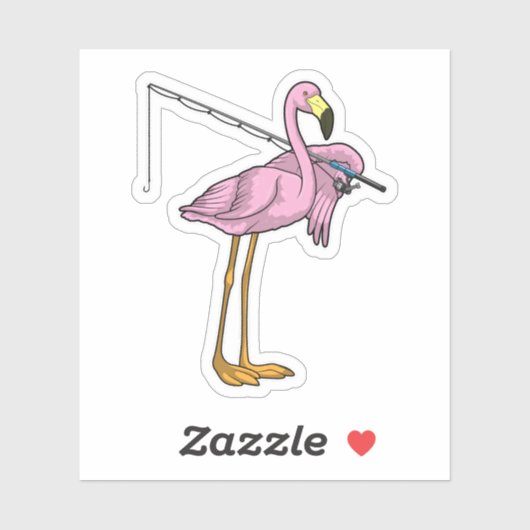 Flamingo Vist Fisher Gevist staaf Sticker (Vel)