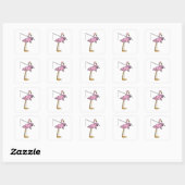 Flamingo Vist Fisher Gevist staaf Vierkante Sticker (Vel)