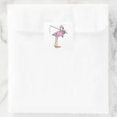 Flamingo Vist Fisher Gevist staaf Vierkante Sticker (Tas)