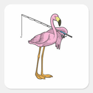 Flamingo Vist Fisher Gevist staaf Vierkante Sticker