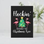 Flamingo | Vlokken rond kerstbomen Informatiekaartje (Staand voorkant)
