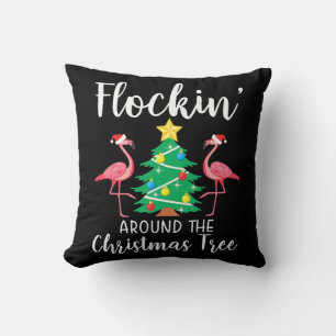 Flamingo   Vlokken rond kerstbomen Kussen