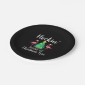 Flamingo | Vlokken rond kerstbomen Papieren Bordje (Gekanteld)