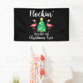 Flamingo | Vlokken rond kerstbomen Spandoek (Insitu)