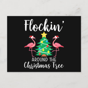 Flamingo   Vlokken rond kerstbomen Uitnodiging Briefkaart