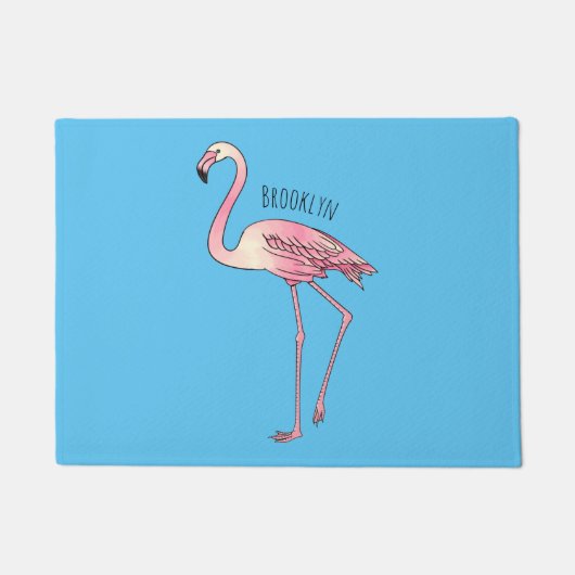 Flamingo vogel cartoon illustratie deurmat (Voorkant)
