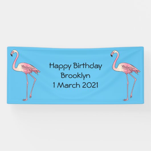 Flamingo vogel cartoon illustratie spandoek (Horizontaal)