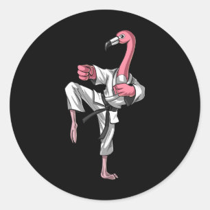 Flamingo Vogel Karate Kickboksen Kung Fu Ninja Mar Ronde Sticker