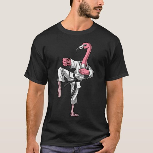 Flamingo Vogel Karate T-shirt (Voorkant)