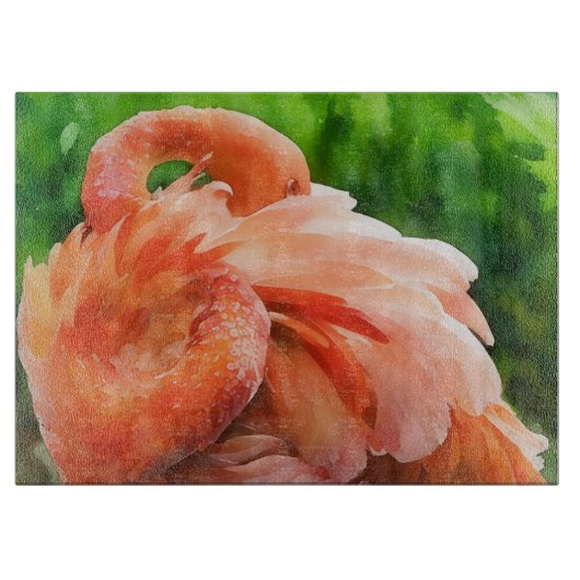 Flamingo Vogel Kunst Glas Snijplank (Voorkant)