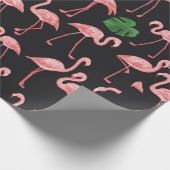 flamingo vogel met monstera palmbladeren patroon. cadeaupapier (Hoek)