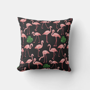 flamingo vogel met monstera palmbladeren patroon.  kussen