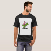 Flamingo Vogel Ridder T-Rex Dinosaur T-shirt (Voorkant volledig)