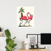 flamingo, vogel, roze, dierlijk, grappig, schattig poster (Thuiskantoor)
