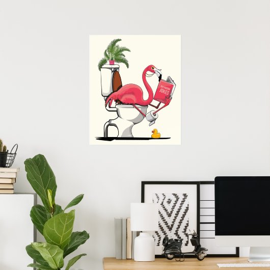 flamingo, vogel, roze, dierlijk, grappig, schattig poster (Thuiskantoor)