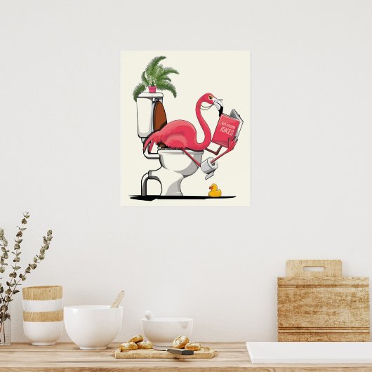 flamingo, vogel, roze, dierlijk, grappig, schattig poster (Keuken)
