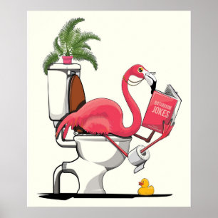 flamingo, vogel, roze, dierlijk, grappig, schattig poster