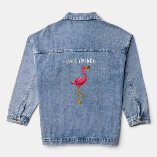 Flamingo Vogel Thema voor papa Denim Jacket (Achterkant)