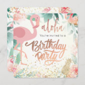 Flamingo Vogel Tropisch Elegant Verjaardagsfeest Kaart (Voorkant / Achterkant)