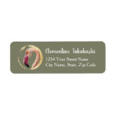 Flamingo Vogel Waterverf Illustratie Adres Etiket (Voorkant)