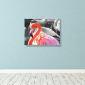 Flamingo Vogelfotografie Canvas Afdruk (Insitu (Houten vloer))