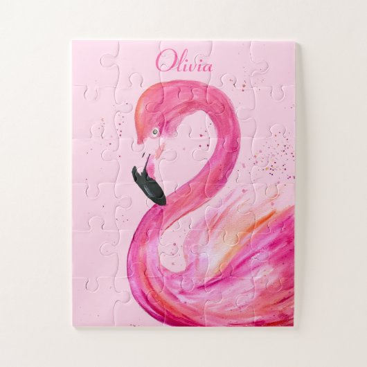 Flamingo Vogelroze Natuur Tropical Beach Summer Legpuzzel (Verticaal)