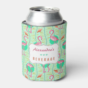 Flamingo Vogels 20s Deco Fern Pattern Summer Custo Blikjeskoeler