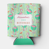 Flamingo Vogels 20s Deco Fern Pattern Summer Custo Blikjeskoeler (Voorkant)