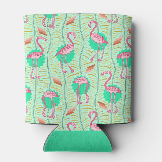 Flamingo Vogels 20s Deco Fern Pattern Summer Custo Blikjeskoeler (Achterkant)